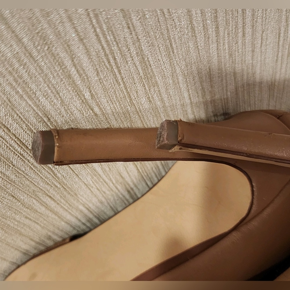 Steve Madden Open Toe Neutral Color Heels w/Elastic Crossing Straps sz 6 - Picture 14 of 14